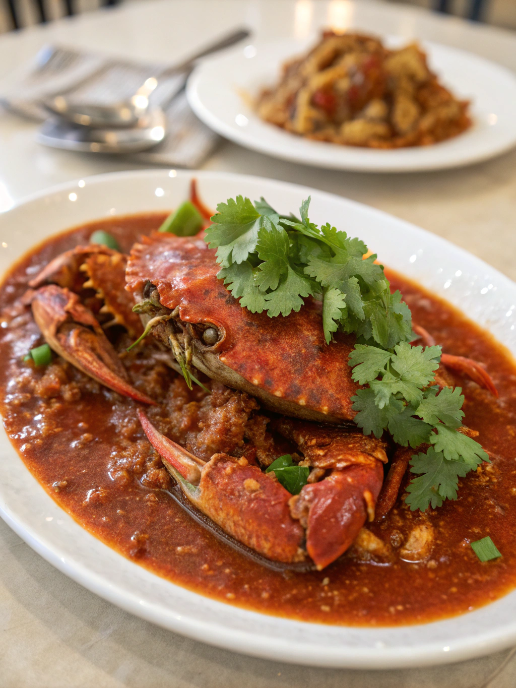 Spicy Mud Crab Ghee Roast served piping hot
