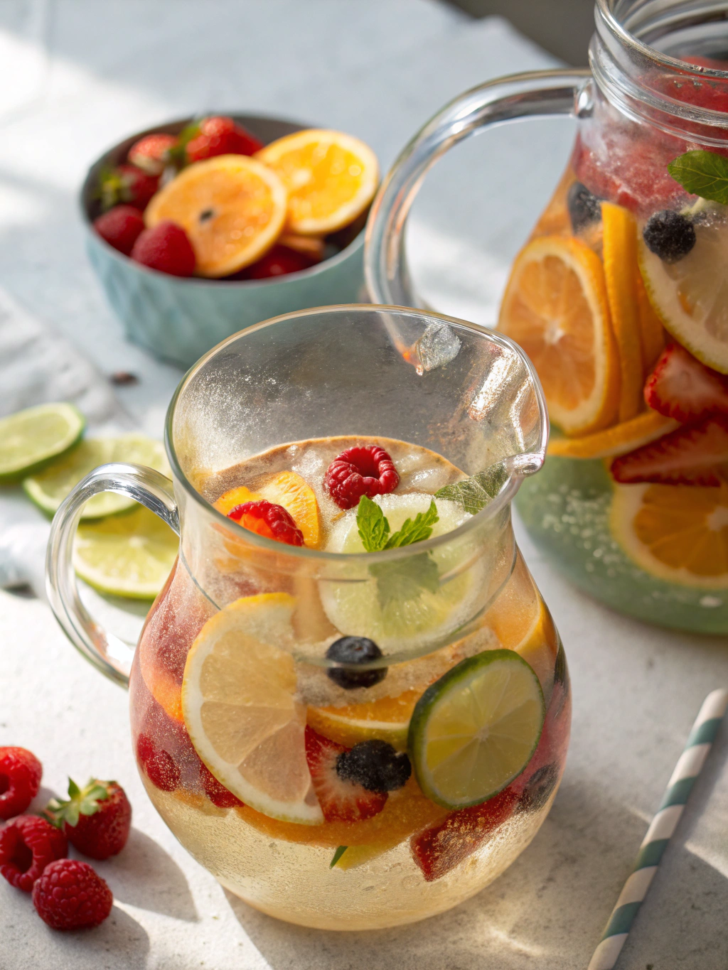 Chilled fresh fruit juices and tender coconut drinks